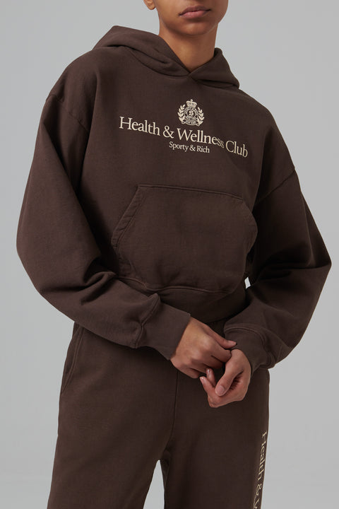 Brown H&W Crest Cropped Hoodie