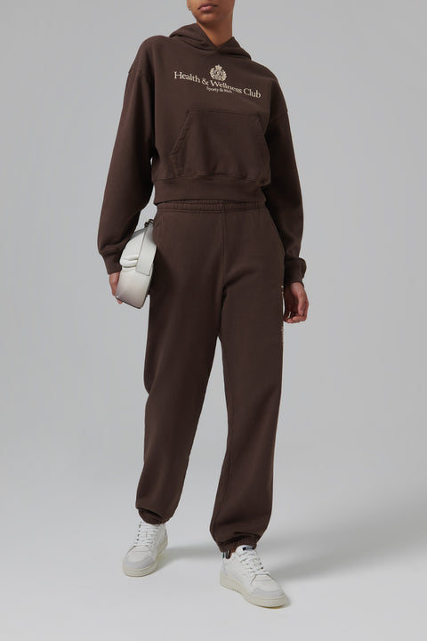 Brown H&W Crest Cropped Hoodie