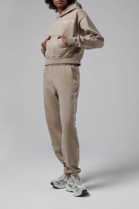 Brown Vendome Script Embroidered Cropped Hoodie