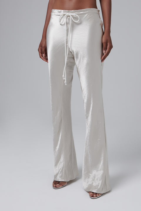 Beige Bias Flared Pants