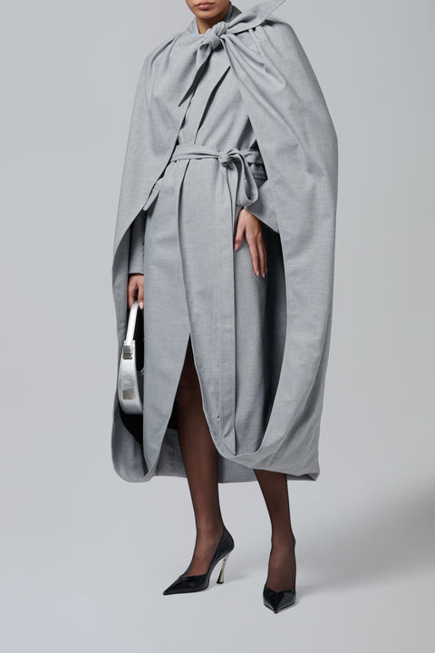 Grey Double Layer Trench Coat