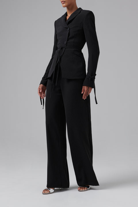 Black Fitted Belt Blazer