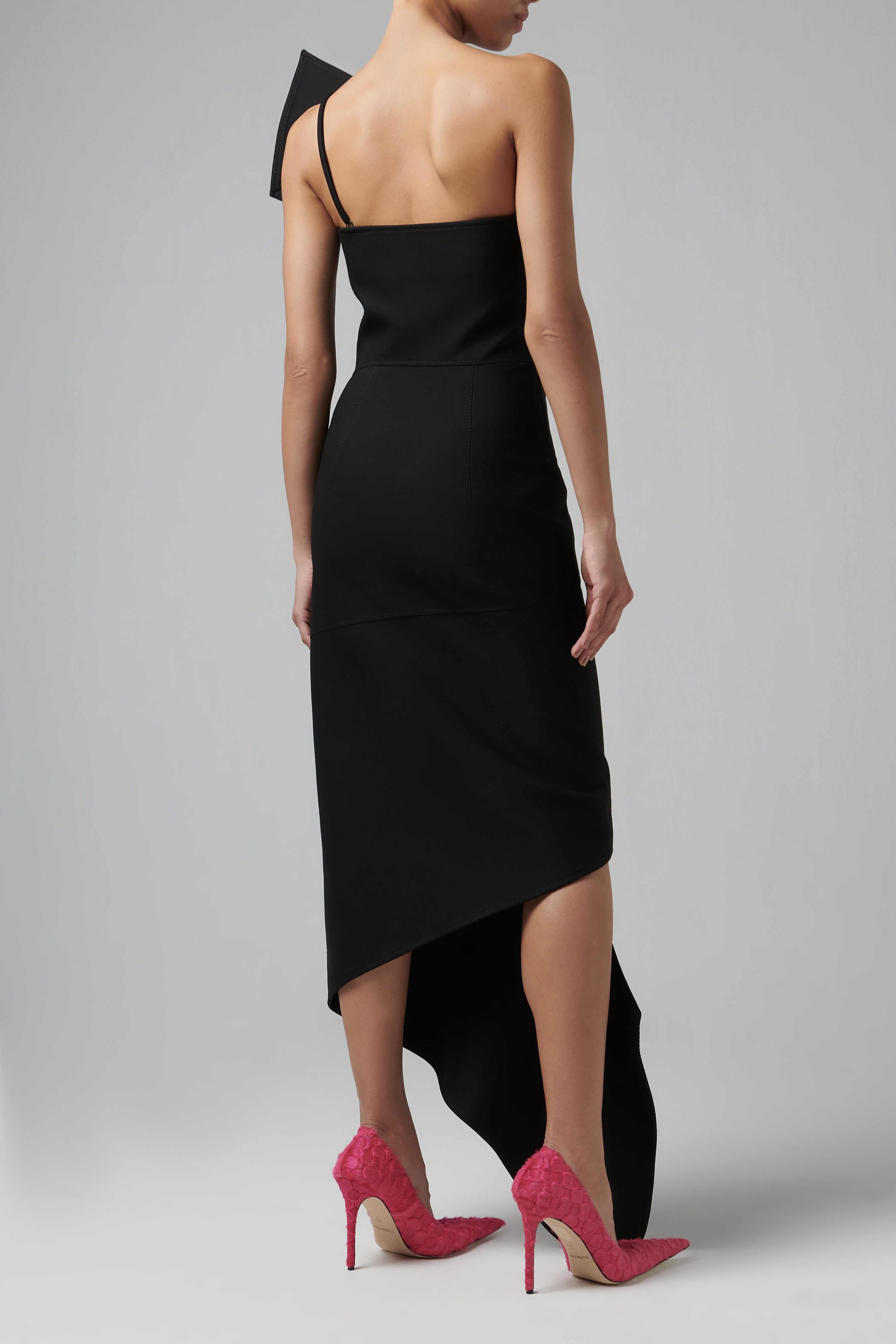 Aleksandre Akhalkatsishvili Black Asymmetric Wrap Midi Dress
