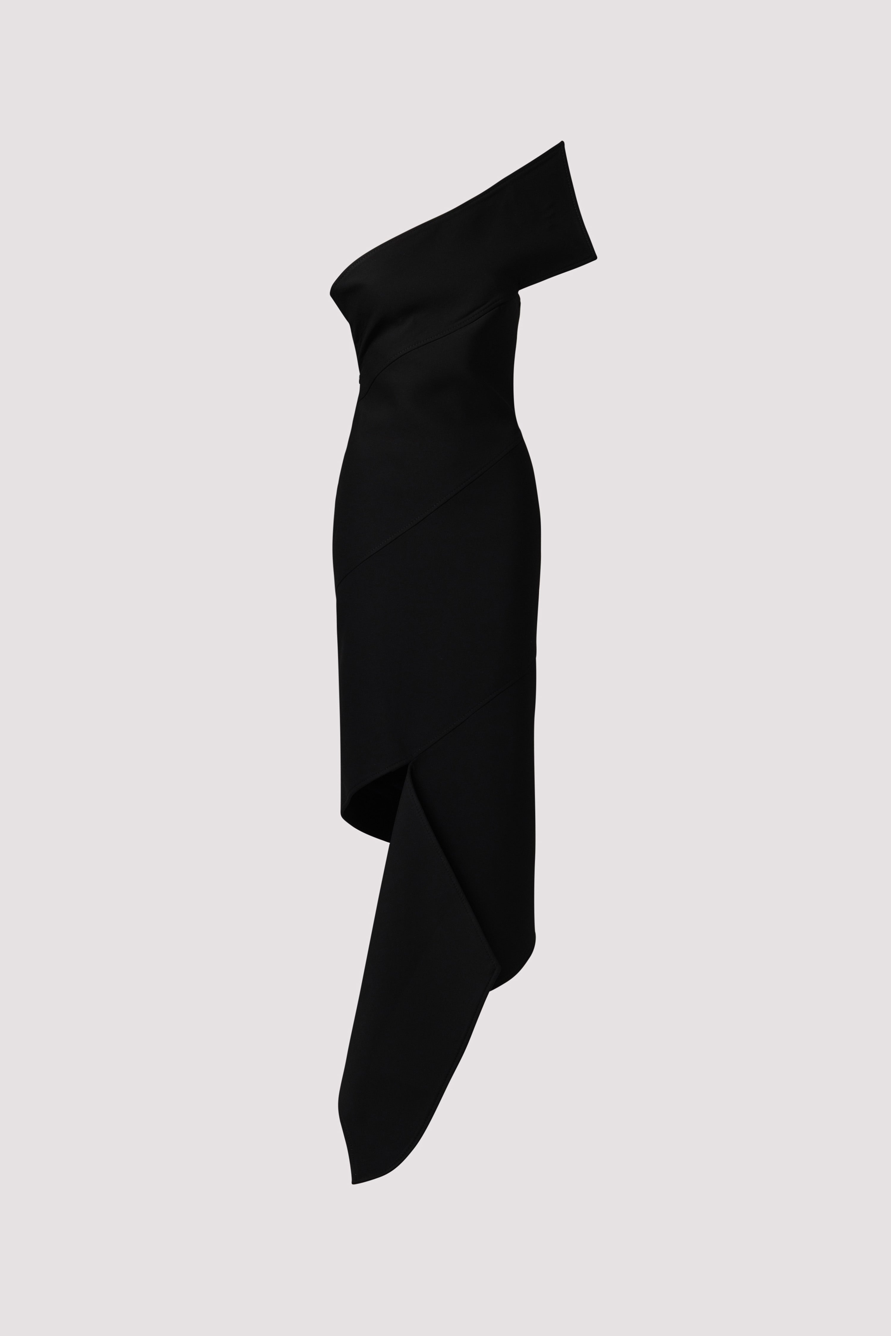 black asymmetrical wrap dress ASYMMETRICAL WRAP LONG DRESS in black Marcia Wear