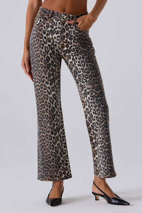 Leopard-Print Denim Jeans