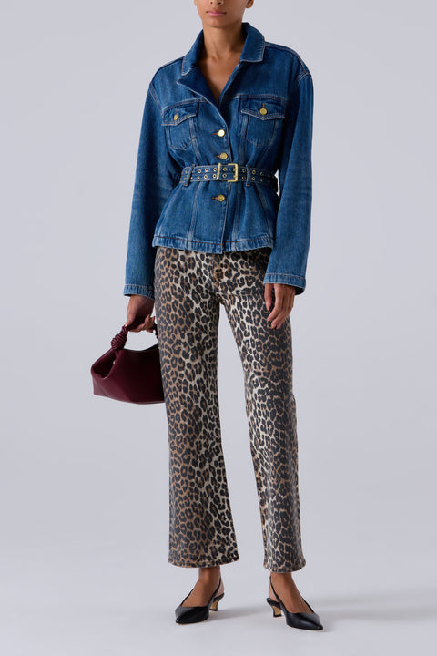 Leopard-Print Denim Jeans