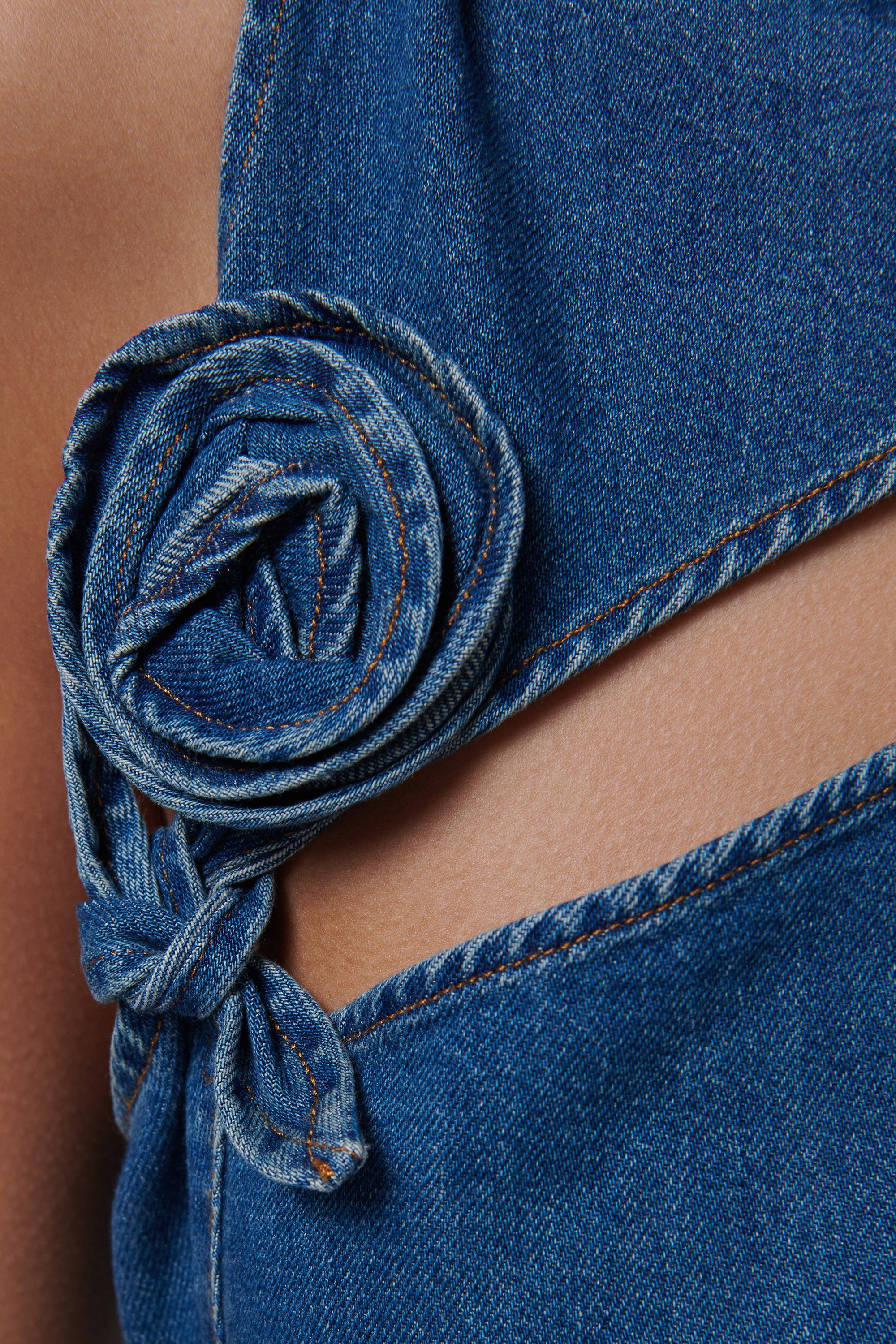 coperni denim dress Coperni Belt Halter Neck Dress - Washed Blue