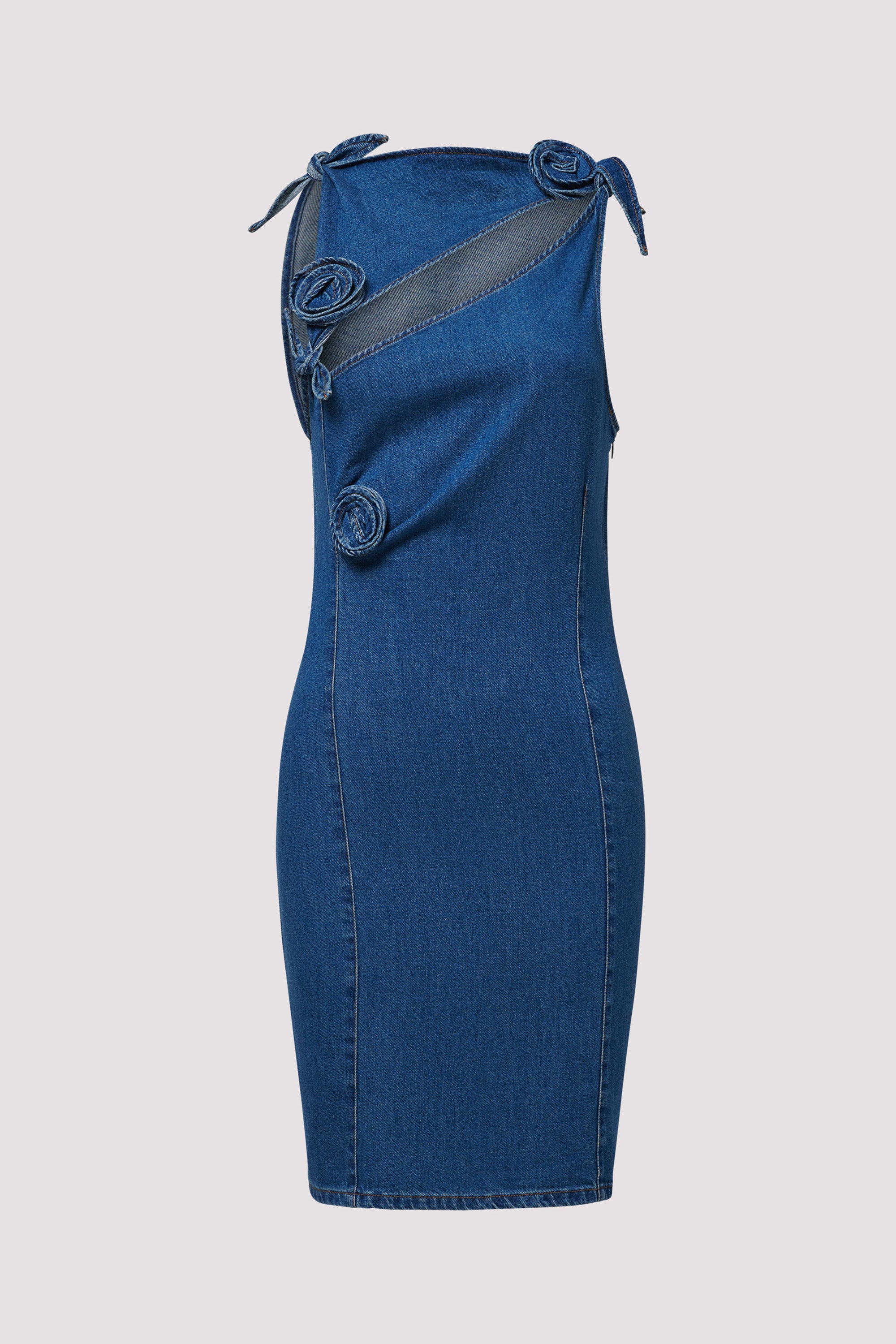 Coperni Denim Asymmetric Flower Mini Dress Coperni Denim Asymmetric Flower Mini Dress