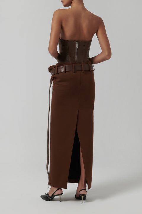 Brown Corset Maxi Dress