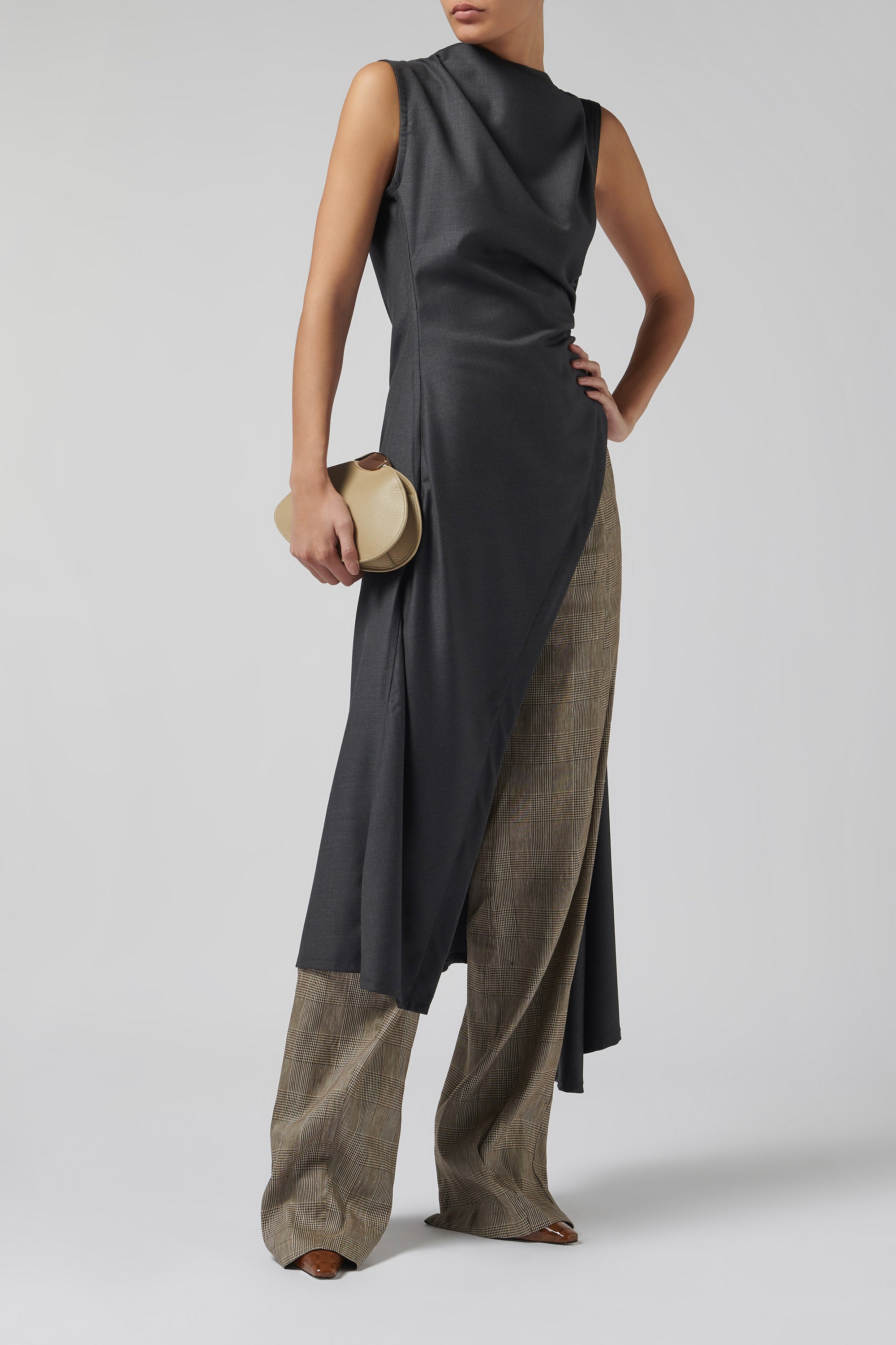 Jade Cropper Grey Asymmetric Suit Midi Dress Jade Cropper Grey Asymmetric Suit Midi Dress
