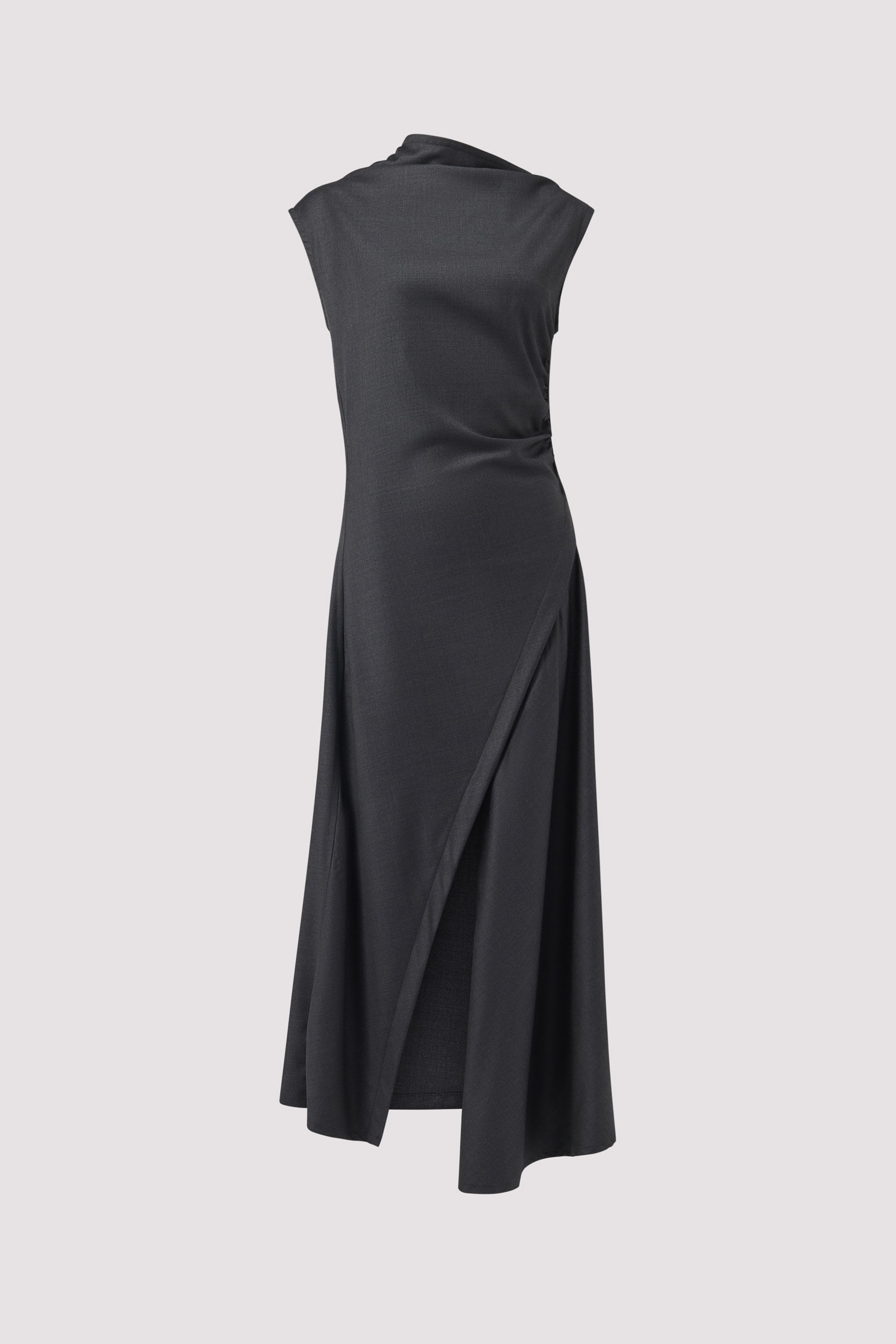 Jade Cropper Grey Asymmetric Suit Midi Dress