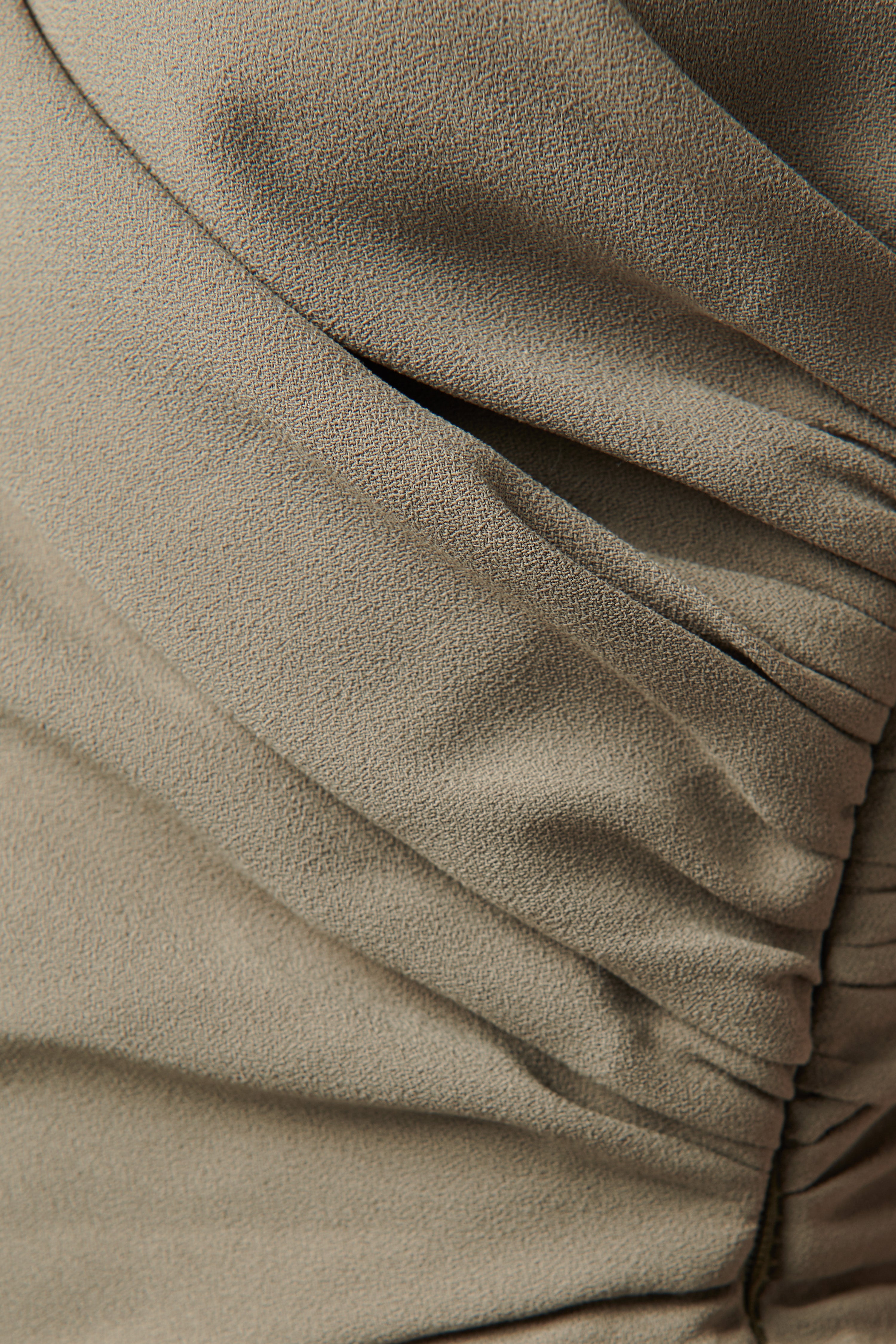 Khaki Asymmetric Dress by Aleksandre Akhalkatsishvili