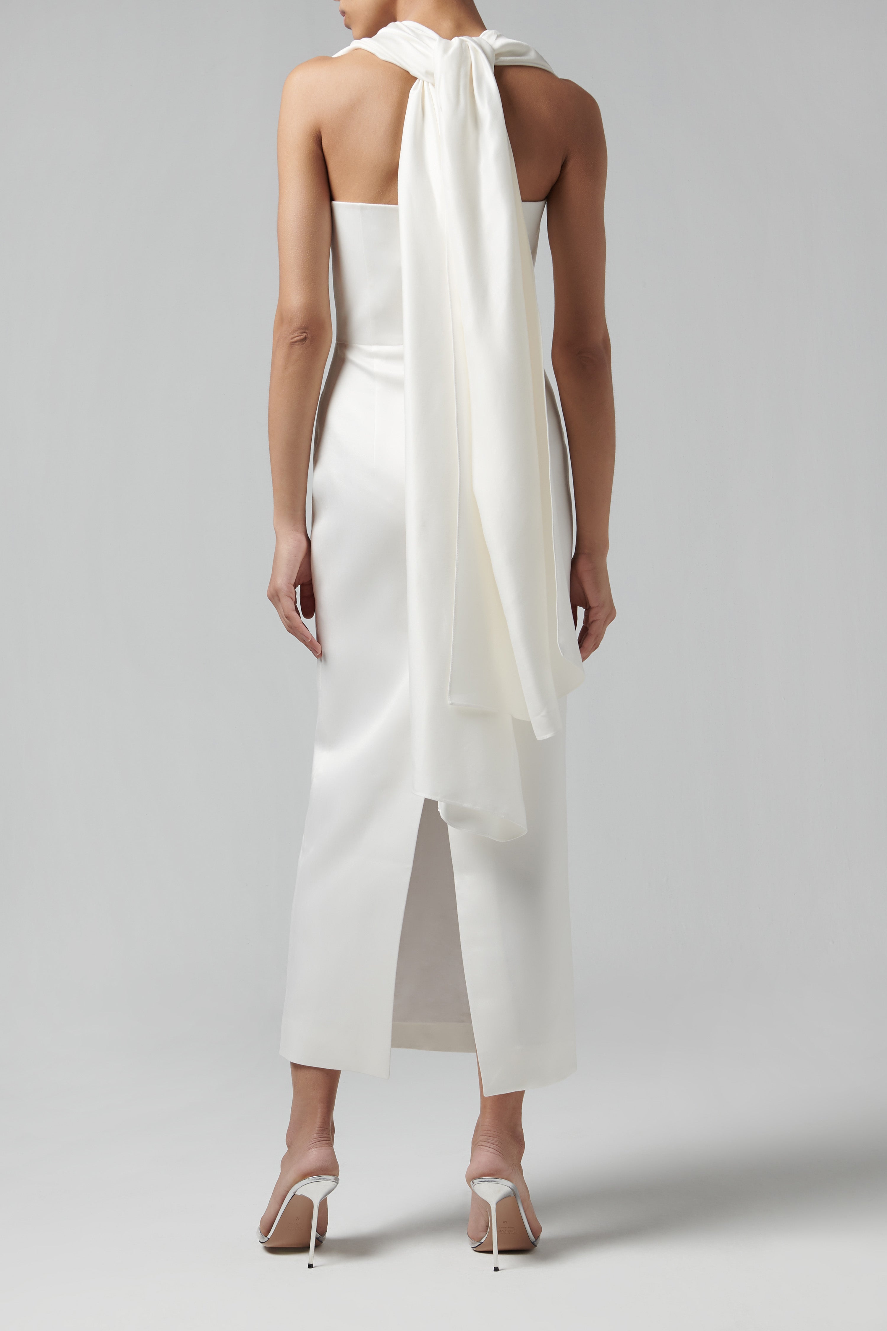 Aleksandre Akhalkatsishvili White Scarf Midi Dress Aleksandre Akhalkatsishvili White Scarf Midi Dress