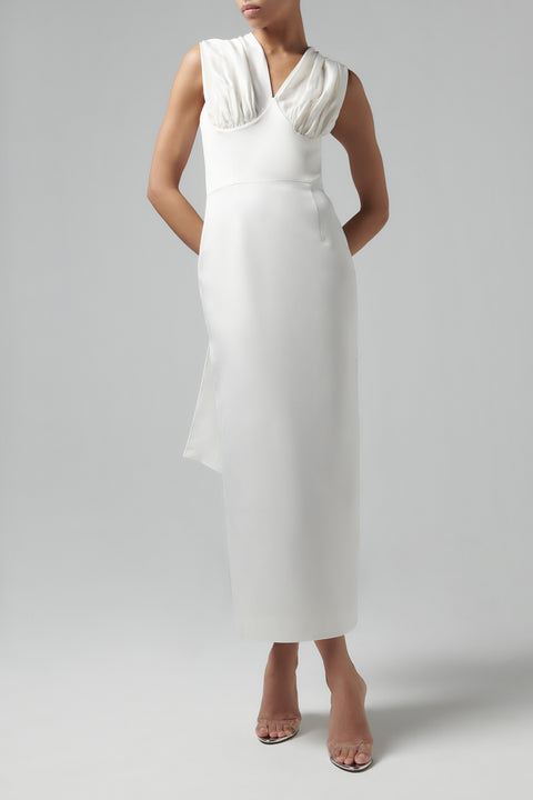 White Scarf Midi Dress