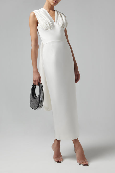 White Scarf Midi Dress