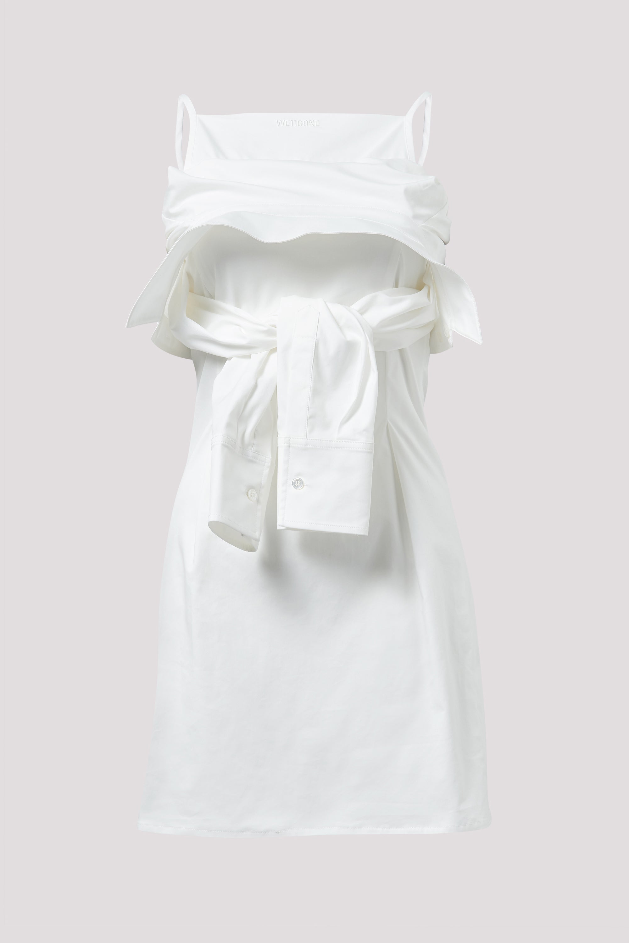 We11done White Womens Fold-Over Collar Shirt Dress White / S We11done White Womens Fold-Over Collar Shirt Dress White / S