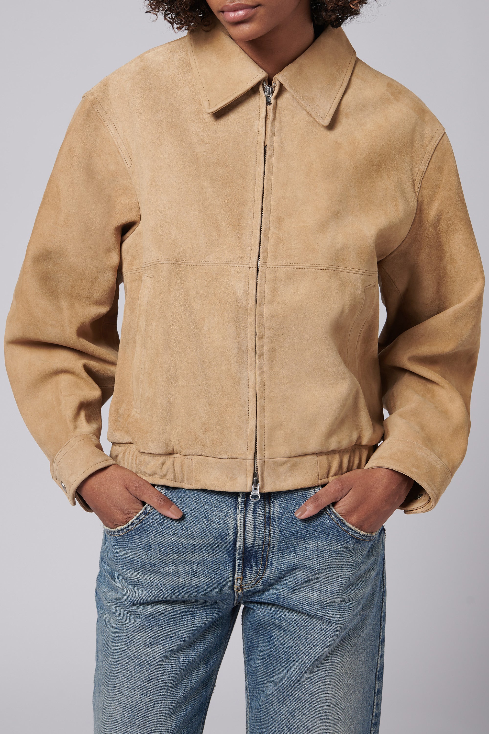 Dunst Beige Unisex Suede Drizzler Jacket