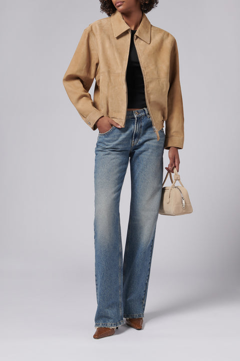 Beige Unisex Suede Drizzler Jacket