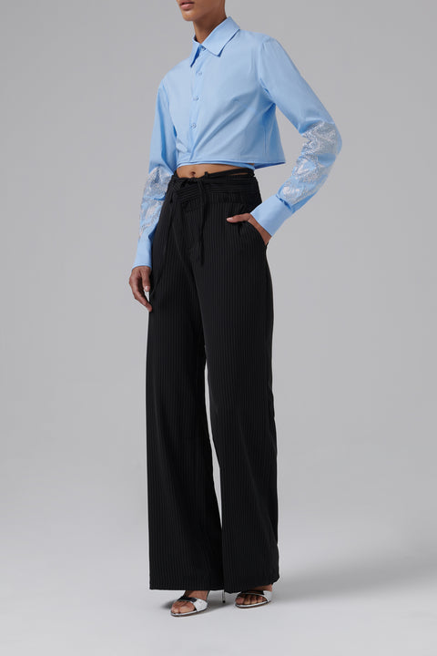 Blue Fitted Wrap Shirt