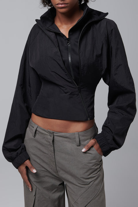 Black Asymmetric Layered Jacket