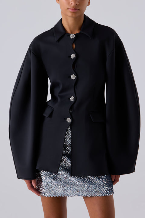 Black Scuba Neoprene Blazer