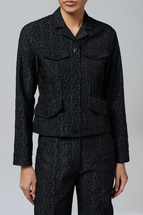 Black Begonia Jacquard Blazer
