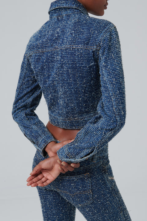 Blue Embellished Denim Jacket