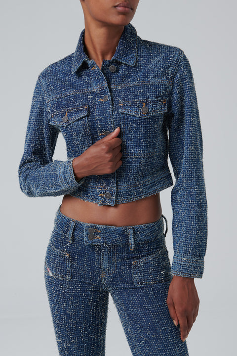 Blue Embellished Denim Jacket