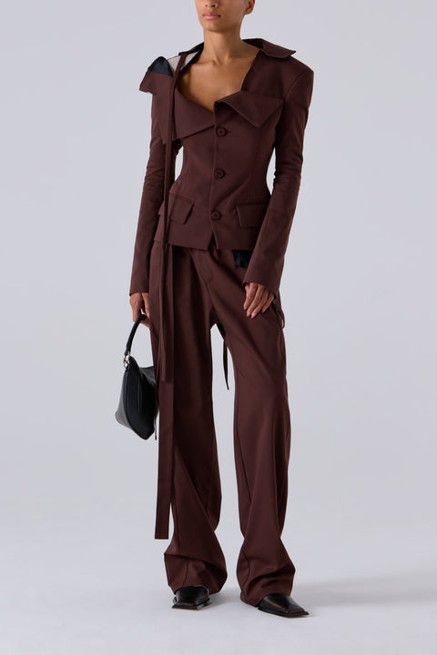 Brown Off-Shoulder Blazer