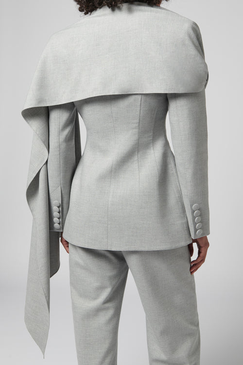Aleksandre Akhalkatsishvili Grey Scarf Bar Blazer