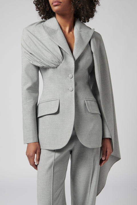 Grey Scarf Bar Blazer