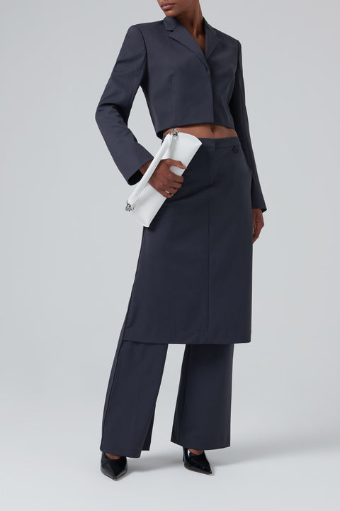 Grey Front Skirt Panel Pants