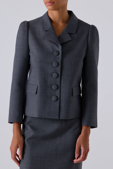 Grey Lapel Short Jacket