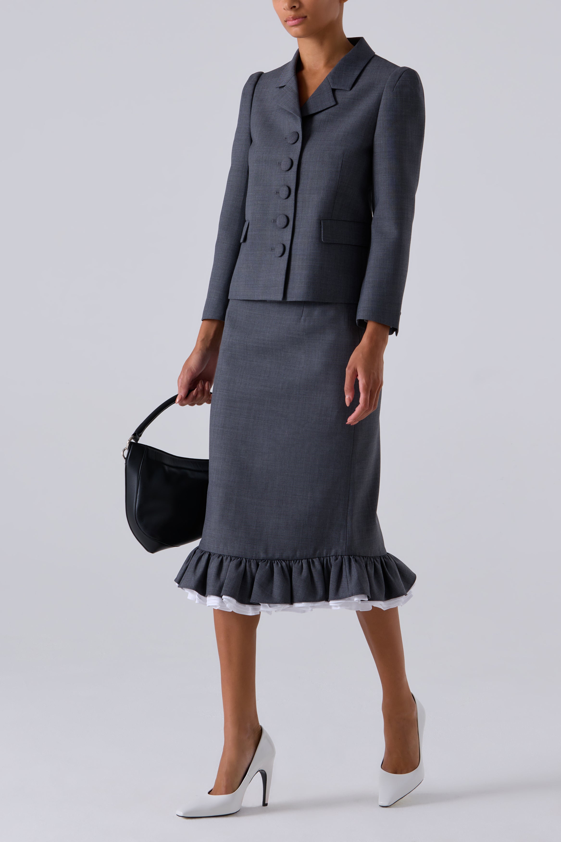 Shushu/Tong Grey Lapel Short Jacket