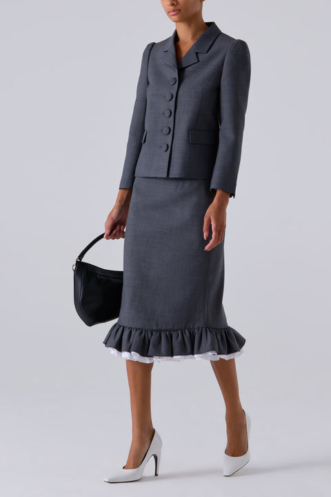 Grey Lapel Short Jacket