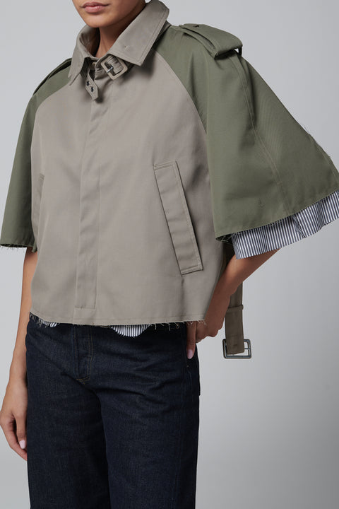 Khaki Chopped Trench Jacket