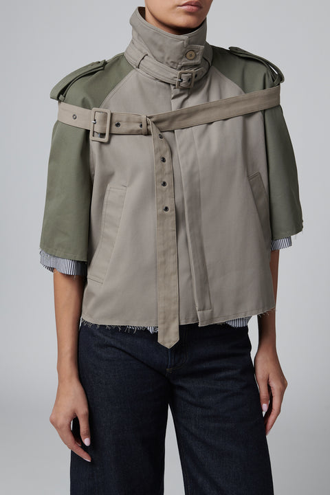 Khaki Chopped Trench Jacket