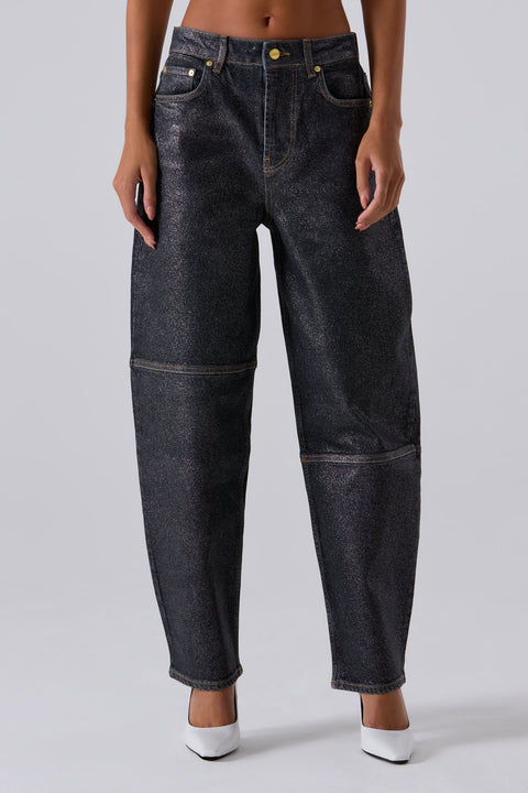 Black Shimmery Foil Jeans