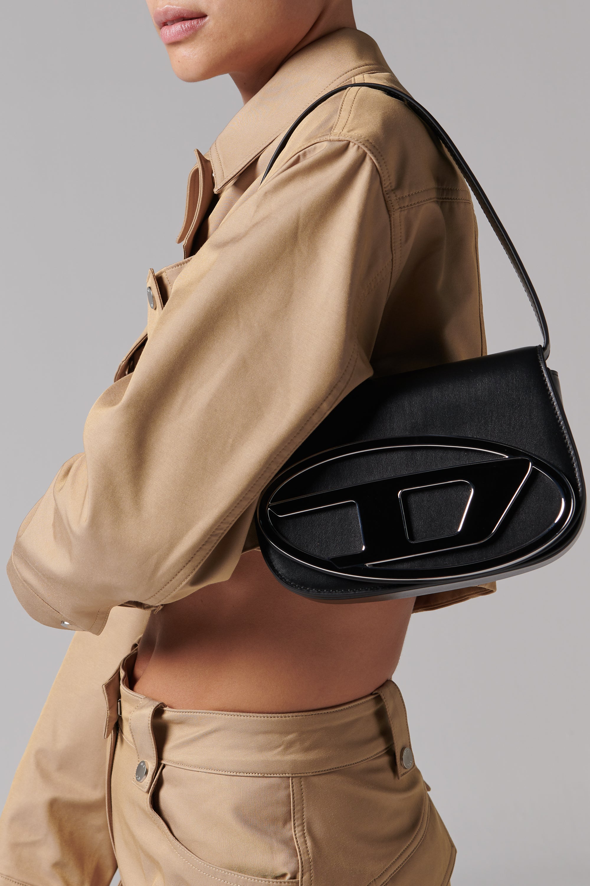 diesel leather backpacks Diesel Black 1DR Leather Shoulder Bag