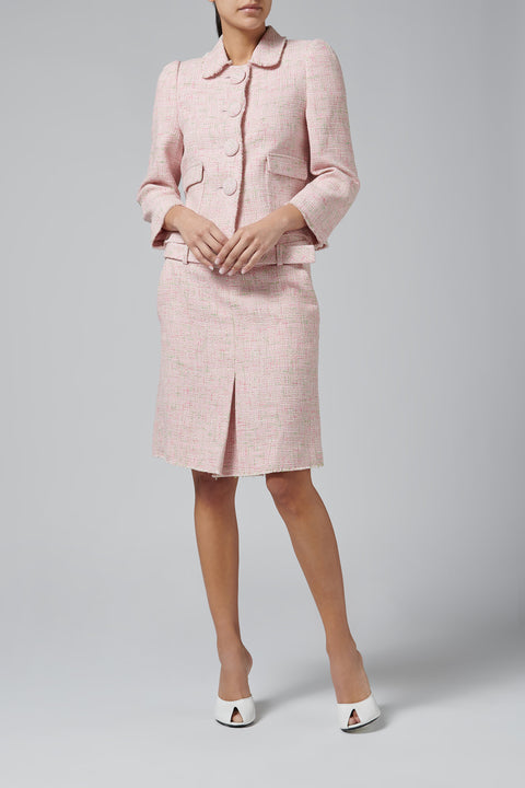 Pink Pocket Detail Fitted Cropped Jacket