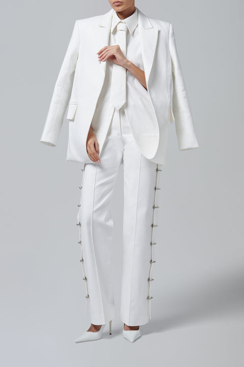 White Double Layer Blazer