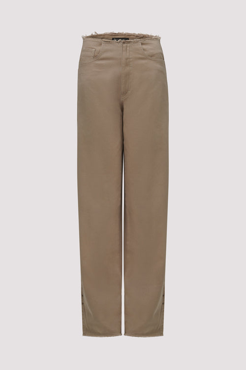 Jade Cropper Beige Side-Slit Jeans - Fabric of Society