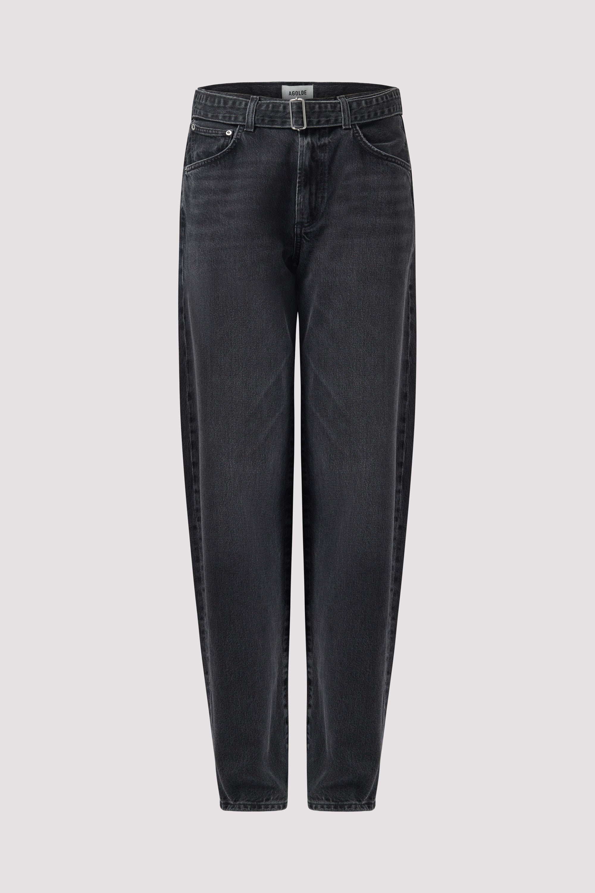 AGOLDE Black Cuffed Taper Straight Leg Jeans