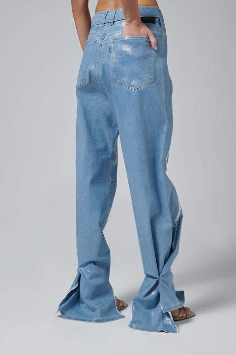 Blue Glazed Baggy Jeans