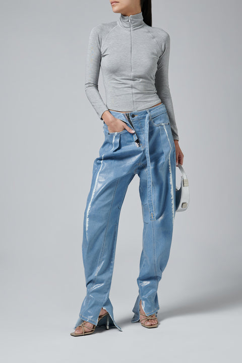 Blue Glazed Baggy Jeans