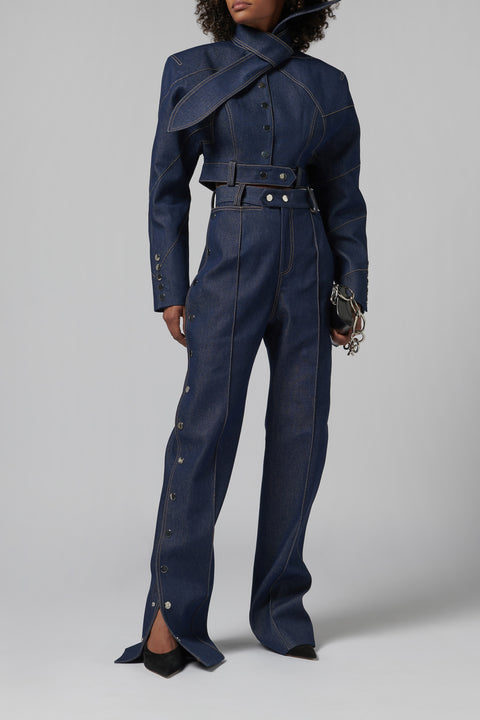 Blue Button Through Jeans