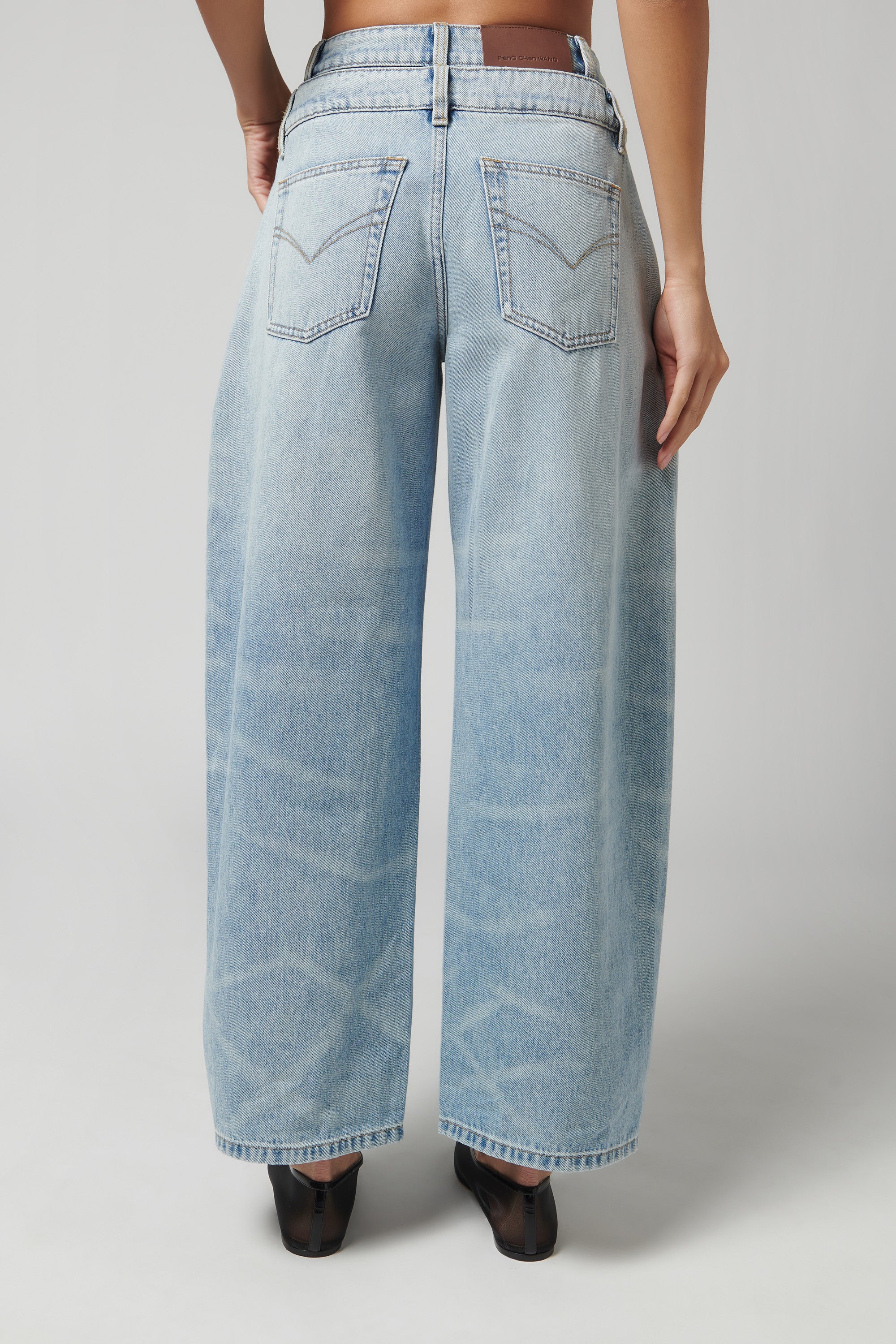 Feng Chen Wang Blue Double Waist Denim Trousers