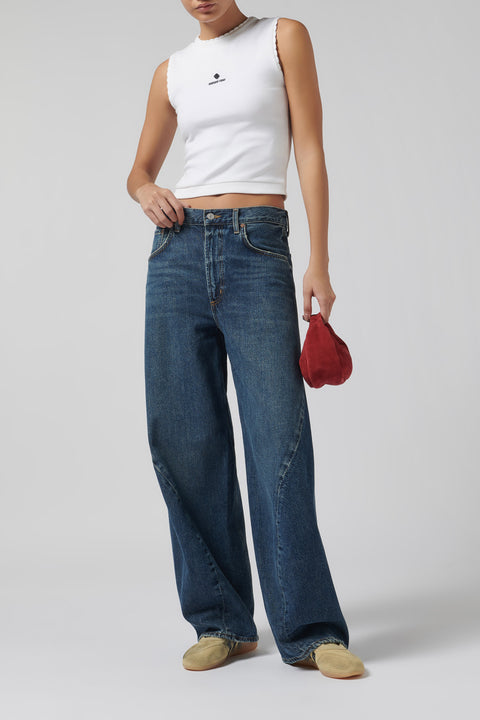 Blue Twist Straight Leg Jeans