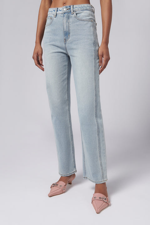 Blue Linear Straight Jeans