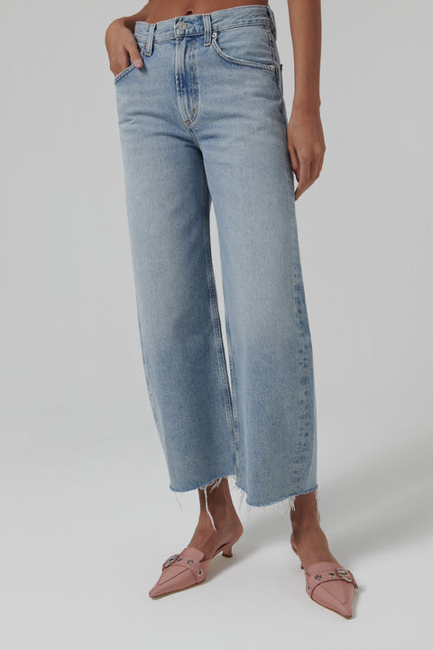 Blue Low Curve Fray Jeans